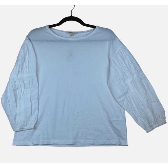 Madewell Womens Puff-Sleeve Blouse Drop-Shoulder Knit-Cotton Top Sz XS NWT - Picture 4 of 12